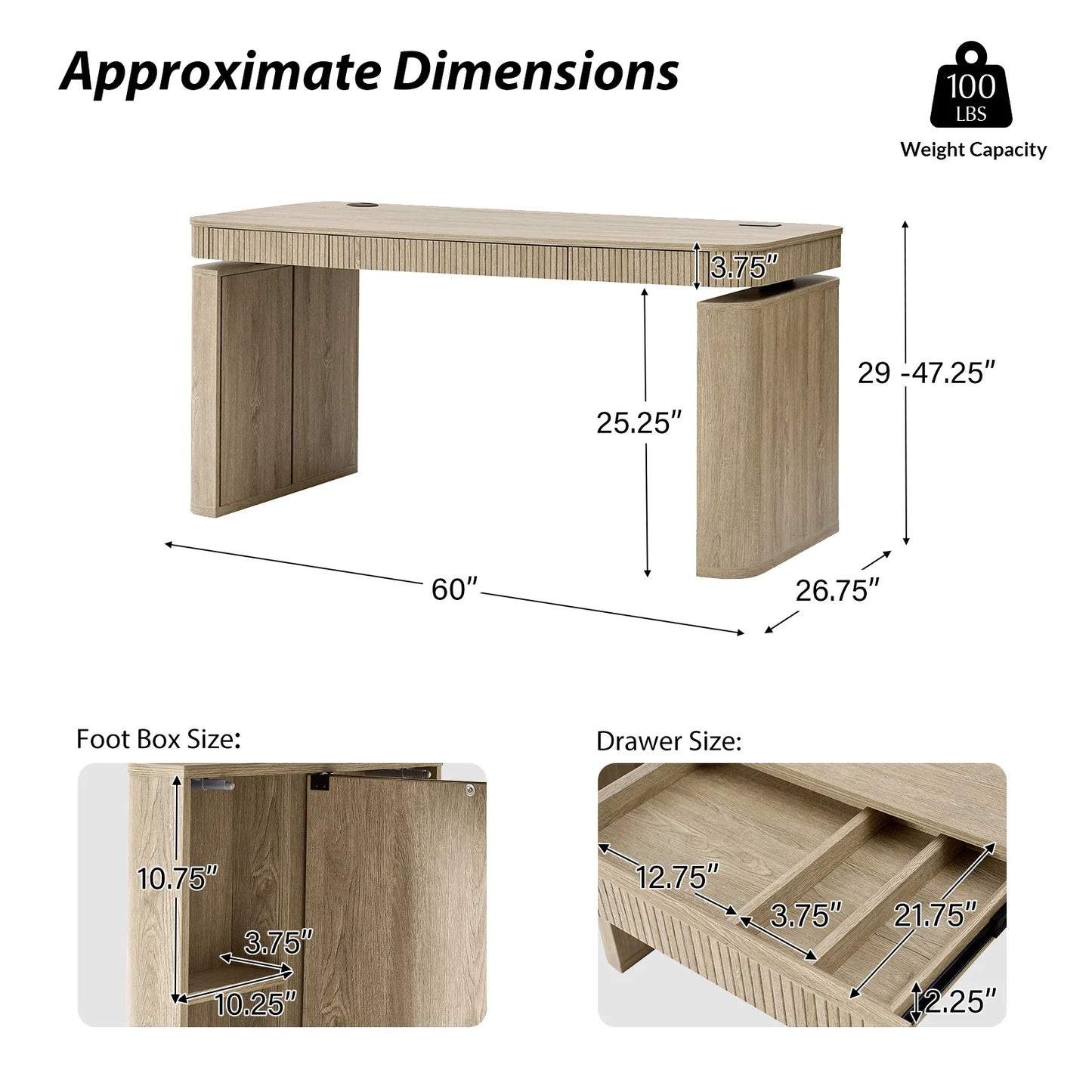 Scrivania Elettrica Regolabile in Altezza Baggio Moderna con Gestione Cavi